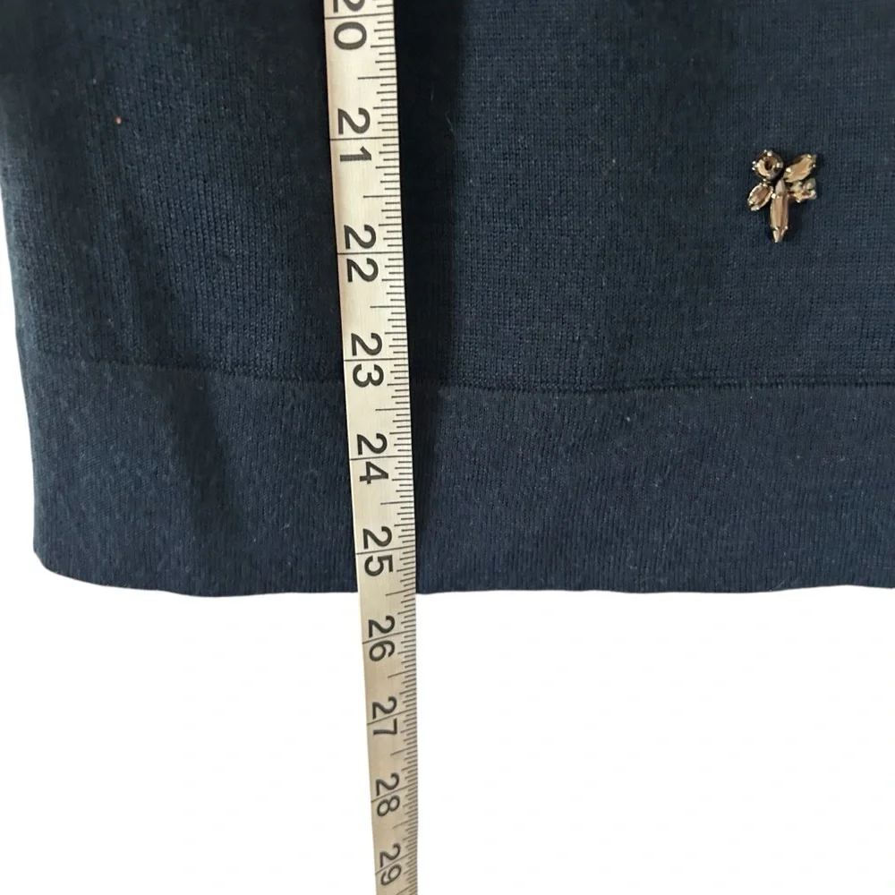 Navy Blue Loft Sweater Design Top Shirt Floral Sequin Detail Women’s Size Large! - Picture 3 of 4